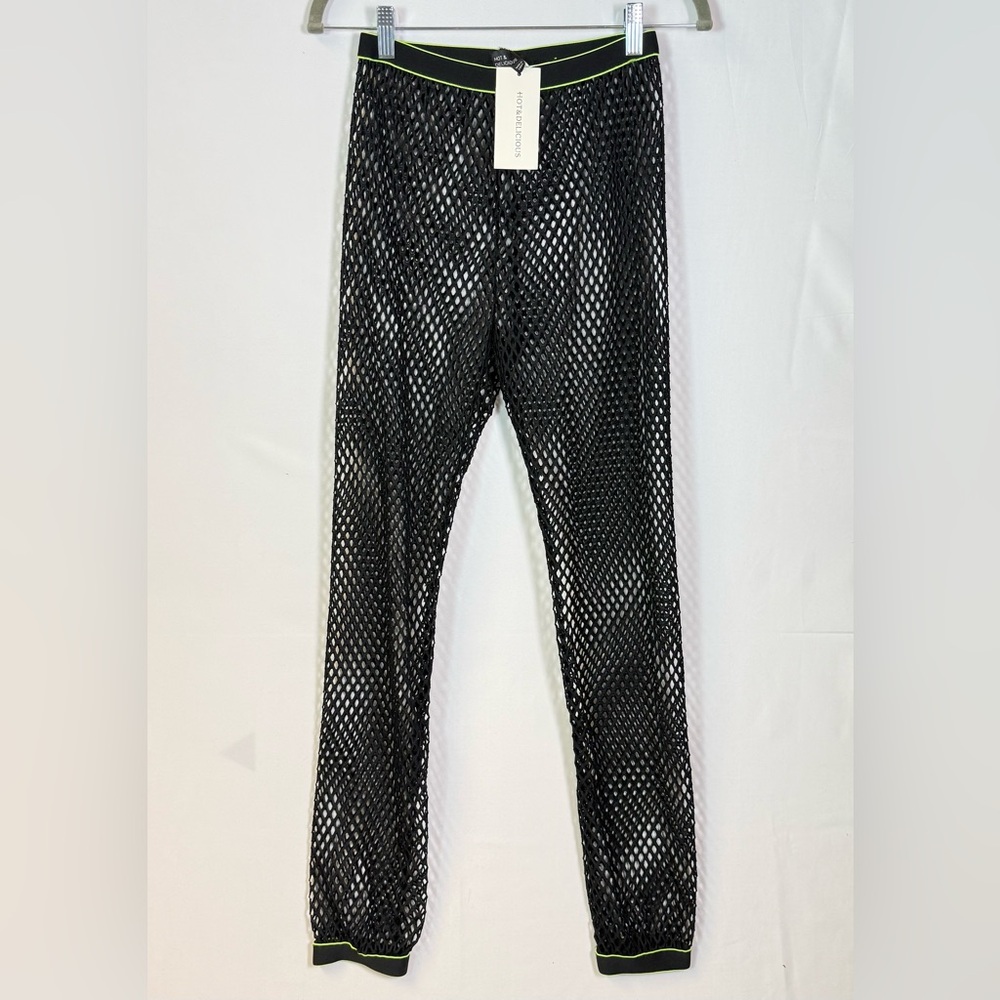 🛍️Hot & Delicoius Women Black Mesh Pants Medium Grunge Whimsigoth Party Y2K